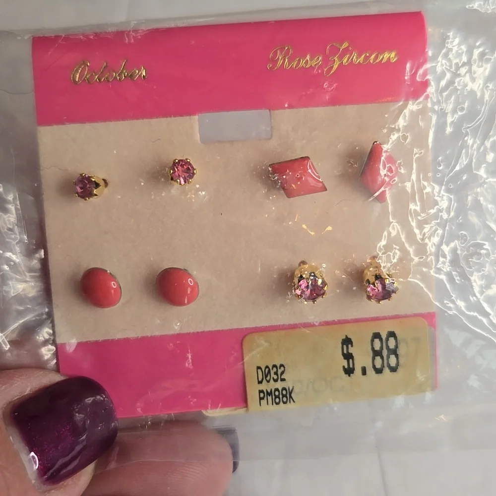 Vintage 90s NWT Earring Sets 5 Sets of 4 Pairs Birthstone Earrings